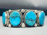 108 Grams Heavy Native American Navajo Spiderweb Turquoise Sterling Silver Bracelet-Nativo Arts