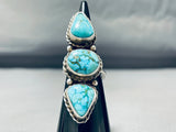 Amazing Vintage Native American Navajo Carico Lake Turquoise Sterling Silver Ring Old-Nativo Arts