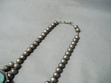One Of Biggest Vintage Native American Navajo Turquoise Sterling Silver Squash Blossom Necklace-Nativo Arts