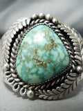 Intense Vintage Native American Navajo Carico Lake Turquoise Sterling Silver Bracelet Old-Nativo Arts