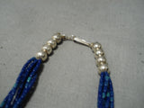 Marvelous Vintage Native American Navajo Choker Lapis Turquoise Sterling Silver Necklace Old-Nativo Arts