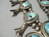 Quality Vintage Native American Navajo Turquoise Sterling Silver Squash Blossom Necklace Old-Nativo Arts