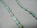 Rare Native American Navajo Green Turquoise Sterling Silver Rosary Chirstian Necklace-Nativo Arts