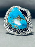 Old Deposit Kingman Turquoise Vintage Native American Navajo Sterling Silver Ring-Nativo Arts
