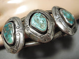 Museum Vintage Native American Navajo Cerrillos Turquoise Sterling Silver Bracelet Old-Nativo Arts