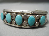 Museum Vintage Native American Navajo Carico Lake Turquoise Sterling Silver Bracelet Old-Nativo Arts