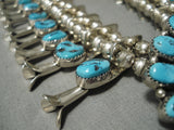 Important Native American Navajo Guild Vintage Sterling Silver Turquoise Squash Blossom Necklace-Nativo Arts