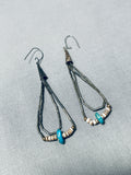 Excellent Vintage Native American Navajo Blue Gem Turquoise Sterling Silver Earrings-Nativo Arts