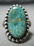 Important Navajo Carico Lake Turquoise Sterling Silver Ring Native American-Nativo Arts