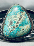 Rare Vintage Native American Navajo Pilot Mountain Rare Turquoise Sterling Silver Bracelet-Nativo Arts