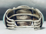 Signed Heavy Vintage 116 Gram Native American Navajo Turquoise Sterling Silver Bracelet-Nativo Arts