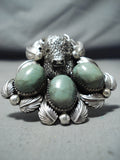 Big Huge Buffalo Native American #8 Turquoise Sterling Silver Heavy Ring-Nativo Arts