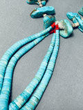 Impressive Vintage Native American Navajo Old Kingman Turquoise Sterling Silver Necklace-Nativo Arts