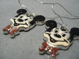 Cute Zuni Native American Mickey Mouse Sterling Silver Native American Earrings-Nativo Arts