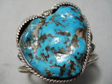 One Of The Biggest Best Vintage Native American Navajo Persin Turquoise Sterling Silver Bracelet-Nativo Arts