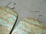 Native American Slab Turquoise Santo Domingo Royston Turquoise Sterling Silver Earrings-Nativo Arts