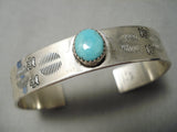 Marvelous Vintage Native American Navajo Sky Blue Turquoise Sterling Silver Bracelet Old-Nativo Arts