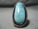 Superlative Vintage Native American Navajo Turquoise Sterling Silver Ring Old-Nativo Arts