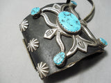 Huge Vintage Native American Navajo Big Turquoise Sterling Silver Ketoh Bracelet Old-Nativo Arts