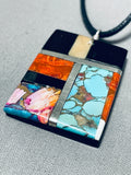 Native American Appealing Santo Domingo Turquoise Inlay Sterling Silver Necklace-Nativo Arts