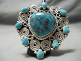 Very Important Huge Native American Navajo Tonya Rafael Turquoise Heart Sterling Silver Ring-Nativo Arts