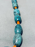 Native American Rare Football Bead Vintage Navajo Spiderweb Turquoise Sterling Silver Necklace-Nativo Arts