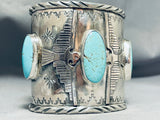 Powerful Thunderbirds Native American Turquoise Sterling Silver Bracelet-Nativo Arts