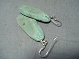 Native American Stunning Santo Domingo Royston Turquoise Large Slab Sterling Silver Earrings-Nativo Arts