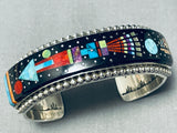 Monument Valley Native American Navajo Turquoise Space Kachina Inlay Sterling Silver Bracelet-Nativo Arts