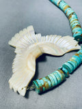 Bird Wings Vintage Native American Navajo Green Turquoise Sterling Silver Necklace-Nativo Arts