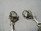Best Vintage Native American Zuni Wagon Dishta Turquoise Sterling Silver Earrings-Nativo Arts