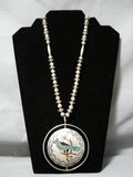 Museum Spinner Bird Vintage Native American Navajo Turquoise Sterling Silver Necklace Old-Nativo Arts
