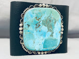 Incredible Vintage Native American Navajo Huge Turquoise Square Sterling Silver Bowguard-Nativo Arts