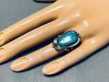 Important Will Singer Vintage Native American Navajo Turquoise Sterling Silver Leaf Ring-Nativo Arts