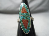 Expressive Vintage Navajo Turquoise Sterling Silver Ring Native American Old-Nativo Arts