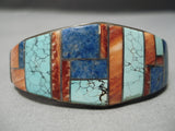 Intricate!! Vintage Native American Navajo Spiderweb Turquoise Sterling Silver Inlay Bracelet-Nativo Arts