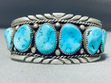Astounding Vintage Native American Navajo 8 Blue Gem Turquoise Sterling Silver Bracelet-Nativo Arts