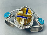 Best Native American Navajo Sher Sandoval Turquoise Tigers Eye Sterling Silver Bracelet-Nativo Arts