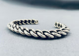 Phenomenal Heavy Hand Woven Native American Navajo Sterling Silver Bracelet-Nativo Arts