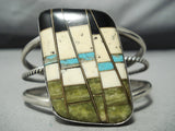 So Intricate!! Vintage Zuni/ Santo Domingo Turquoise Sterling Silver Bracelet-Nativo Arts