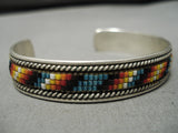 Striming Intricate Vintage Native American Navajo Turquoise Bead Sterling Silver Bracelet-Nativo Arts