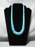 Very Rare Vintage Native American Navajo 'Graduating Turquoise' Sterling Silver Necklace-Nativo Arts