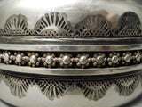 Wide Hand Tooled Vintage Native American Navajo Sterling Silver Bracelet Old-Nativo Arts
