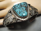 Very Rare!! Vintage Native American Navajo Lone Mountain Turquoise Sterling Silver Bracelet Old-Nativo Arts