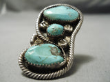One Of The Biggest Vintage Native American Navajo Persin Turquoise Sterling Silver Ring-Nativo Arts