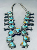 Gasp! Quality Vintage Native American Navajo Turquoise Sterling Silver Squash Blossom Necklace-Nativo Arts