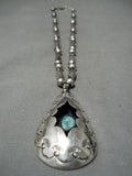 Incredible Vintage Native American Navajo Cortez Turquoise Sterling Silver Necklace Old-Nativo Arts
