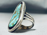 Rare Turquoise Vintage Native American Navajo Sterling Silver Spiderweb Ring Old-Nativo Arts