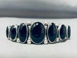 Dynamic Vintage Native American Navajo Black Onyx Sterling Silver Bracelet-Nativo Arts