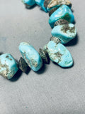 Rare Hogan Sterling Silver Bead Vintage Native American Navajo Turquoise Nugget Necklace-Nativo Arts